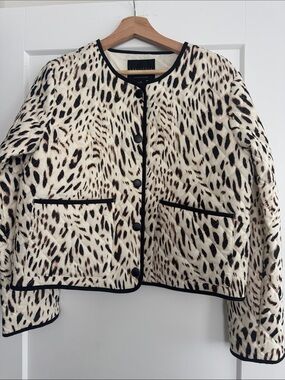 NWT Sanctuary Women's Quilted Cream and Black Animal Print Jacket